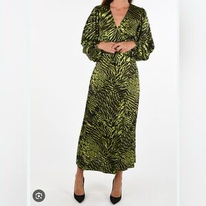 GANNI Lime and Black Abstract Top